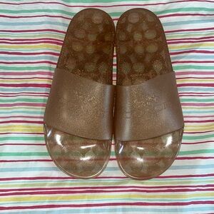 NWT-Coach rubber slides, size 9. Sparkle gold color. Classy!